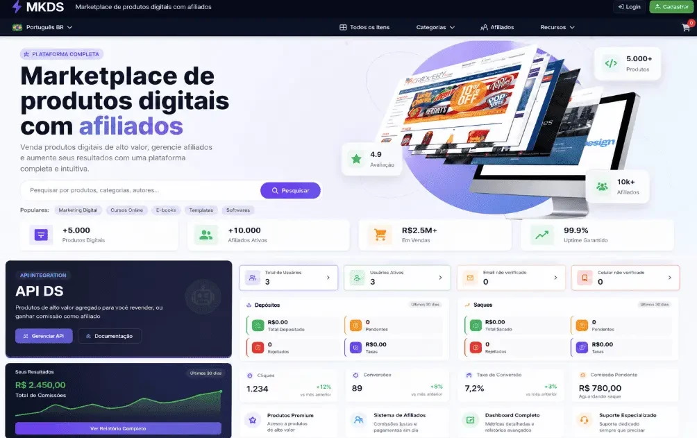 Marketplace de Produtos Digitais com Programa de Afiliados | MKDS